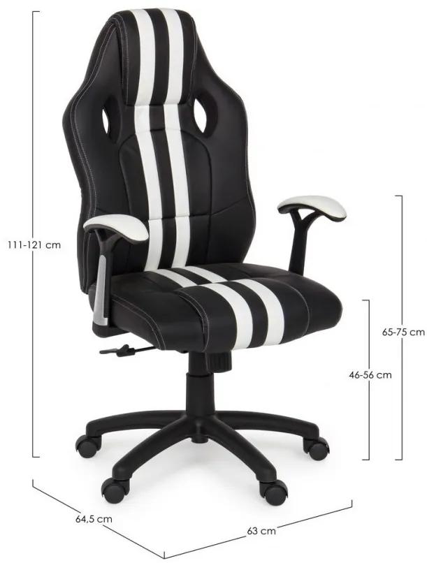 Scaun de birou ajustabil negru/alb din piele ecologica si metal, Spider Bizzotto