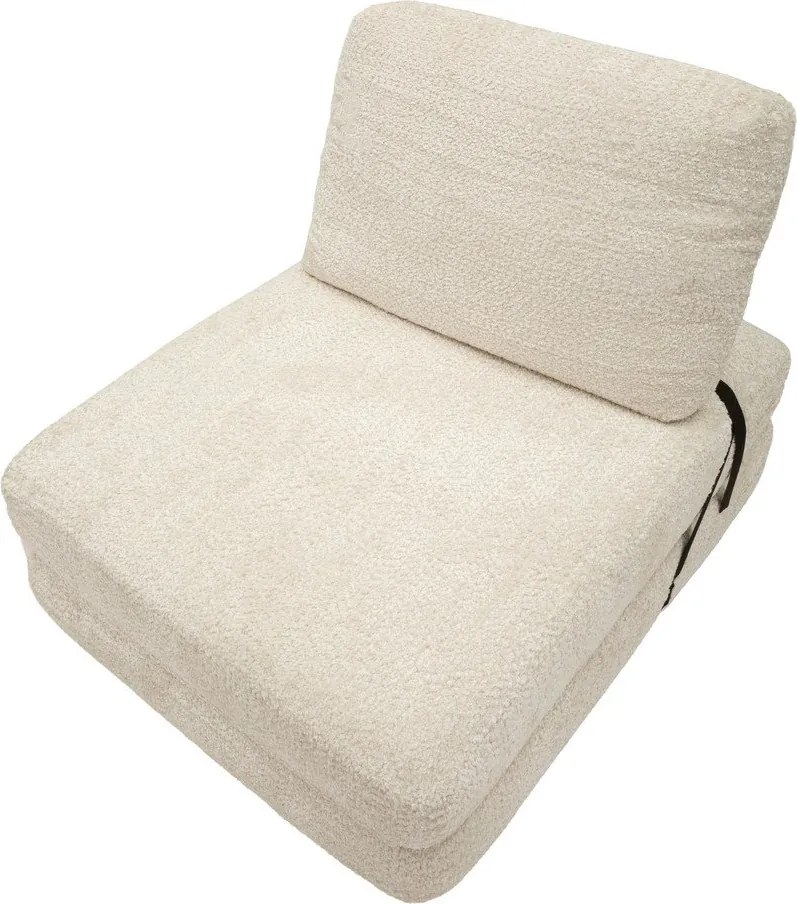 Fotoliu alb extensibil cu tapițerie din țesătură bouclé Faster – Mauro Ferretti