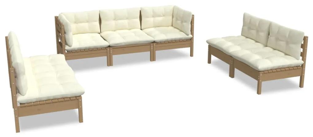 3096223 vidaXL Set mobilier grădină cu perne, 7 piese, lemn masiv de pin