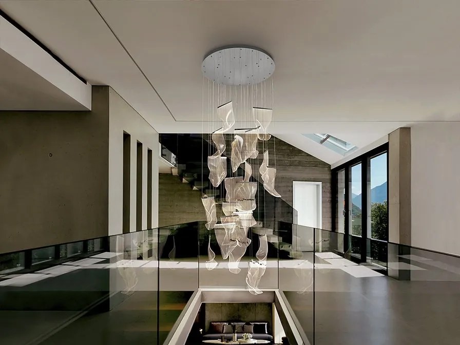 Lustra LED casa scarii design ultra-moderna Velos crom