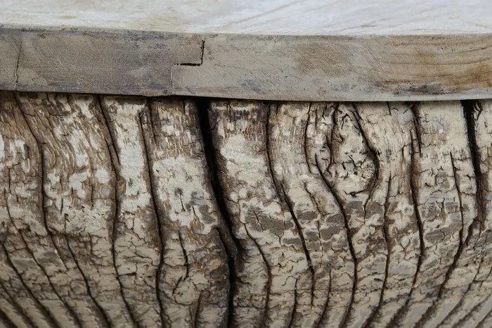 Masuta laterala, din lemn de tec, sculptata manual, Karno