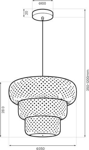 Lustră suspendată pe cablu TULUM 1xE27/15W/230V Ø 35 cm din bambus
