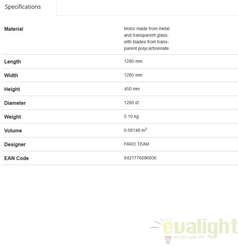 Ventilator cu telecomanda ETERFAN MINI negru lucios 32026