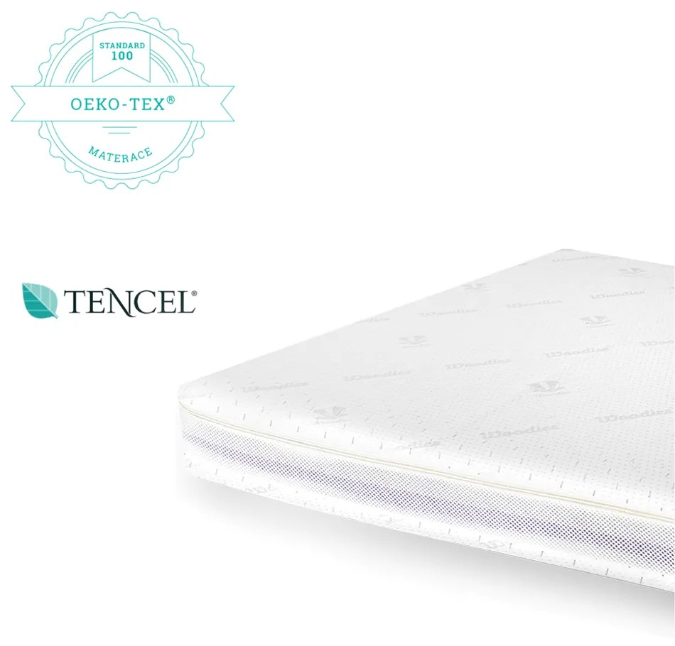 Saltea pentru copii, fata dubla, Spuma PUR profilata si strat nuca de cocos latexat, Husa 360, Tencel cu fibre de viscoza si ioni de argint antibacteriana, 120X60X9 Cm, High Natural