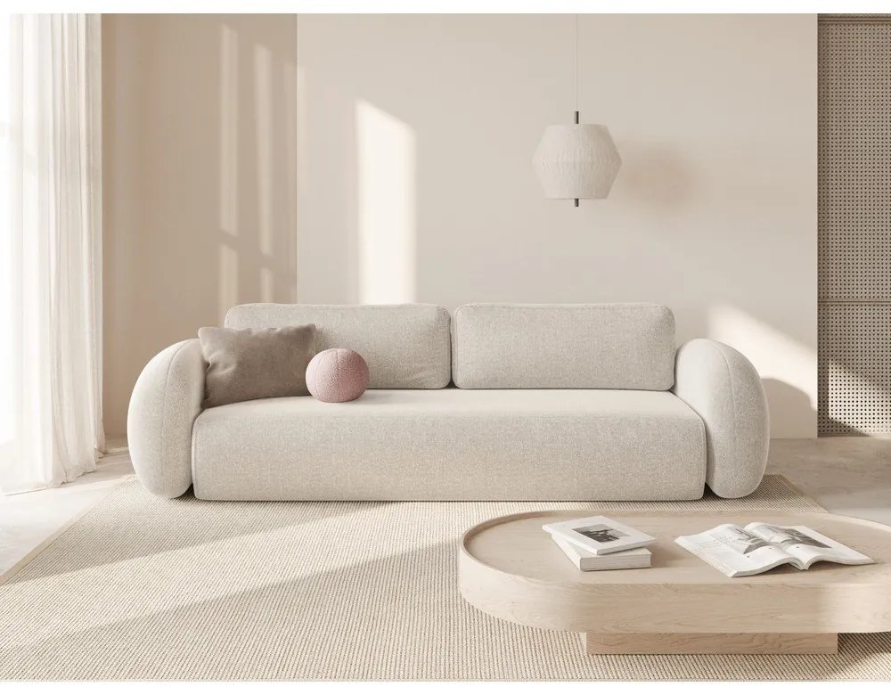 Canapea crem extensibilă/cu spațiu de depozitare cu tapițerie din chenille 262 cm Tonale – Cosmopolitan Design