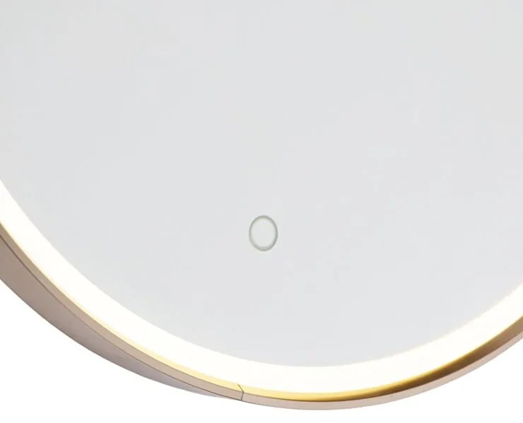 Oglinză de baie din cupru 50 cm inclusiv LED cu dimmer tactil - Miral