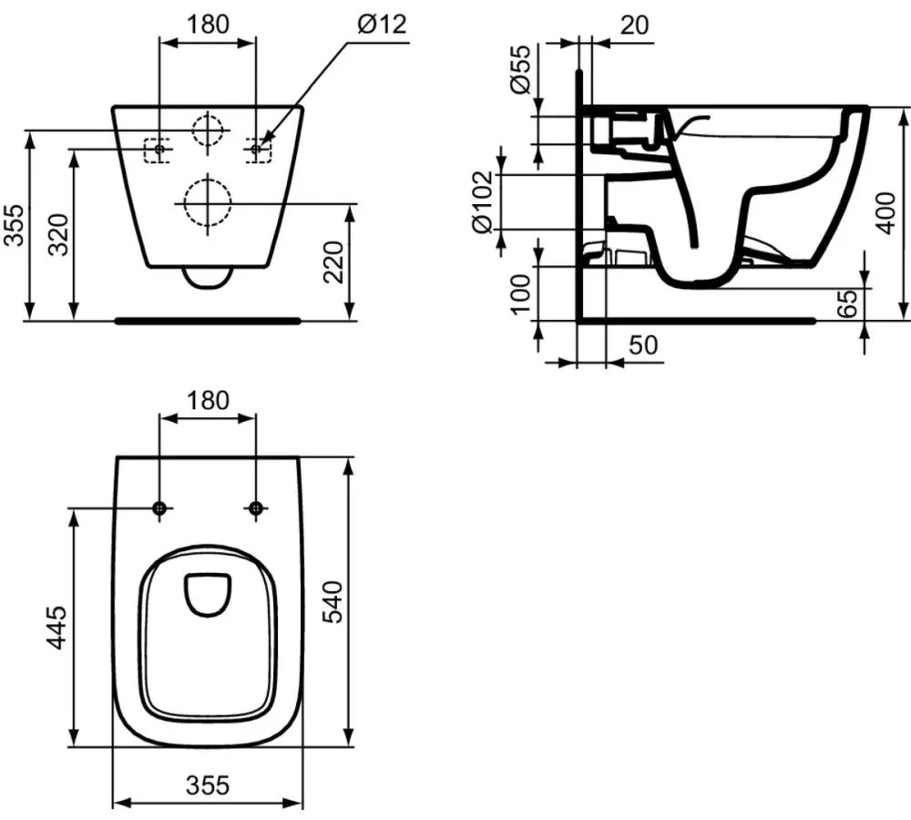 Vas wc suspendat rimless plus Ideal Standard i.life B alb lucios Alb lucios