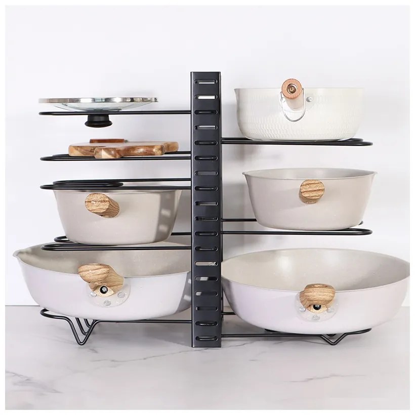 Organizator dublu pentru tigai Livit, metal, negru, 48 x 38 x 20.5 cm