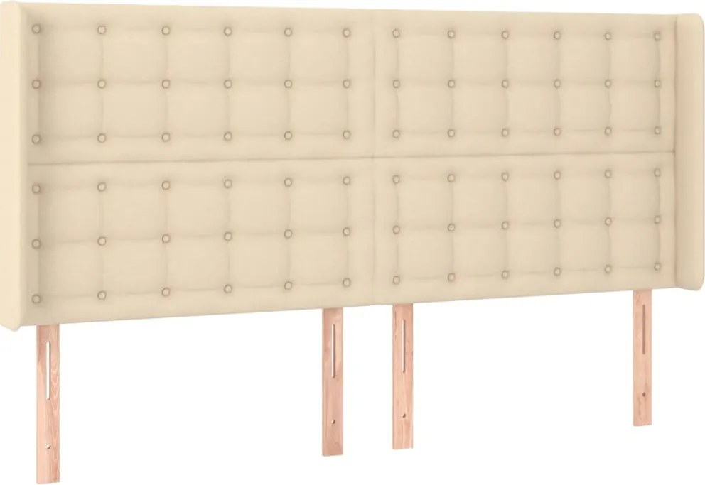 vidaXL Tăblie de pat cu aripioare, crem, 163x16x118/128 cm, textil