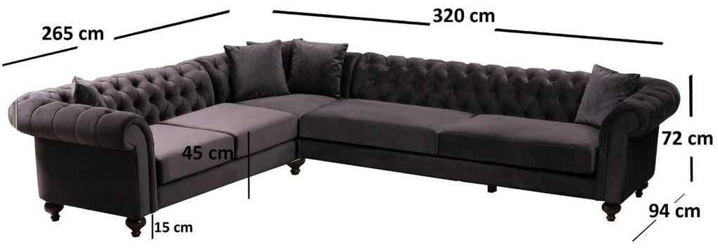Coltar Bogart Chester Corner Stanga , 320 x 94 x 240 cm
