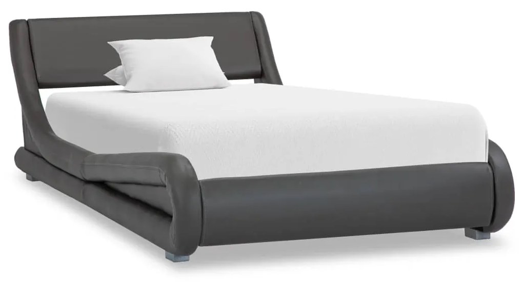 285715 vidaXL Cadru de pat, gri, 100 x 200 cm, piele ecologică