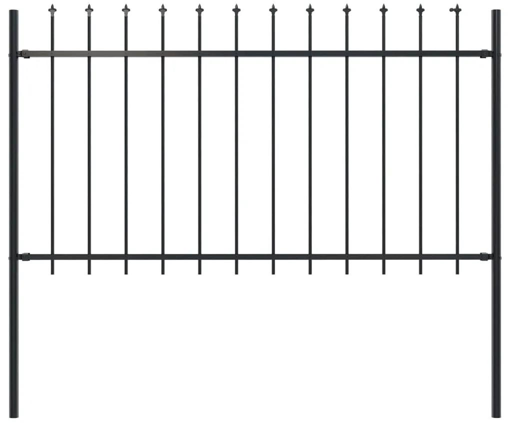 Gard de gradina cu varf ascutit, negru, 1,7 m, otel 1, 1 m, 1.7 m