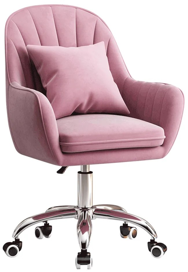 Scaun de birou, tesatura de catifea albastra / crom, KLIAN Scaun de birou, tesatura de catifea roz / crom, KLIAN