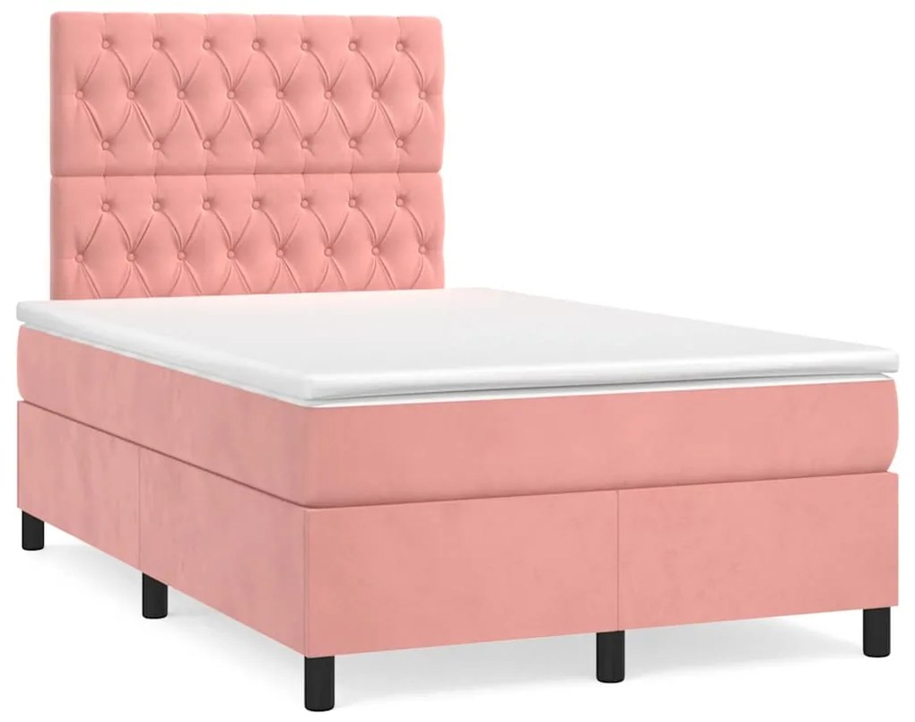 vidaXL Pat box spring cu saltea, negru, 120x190 cm, catifea