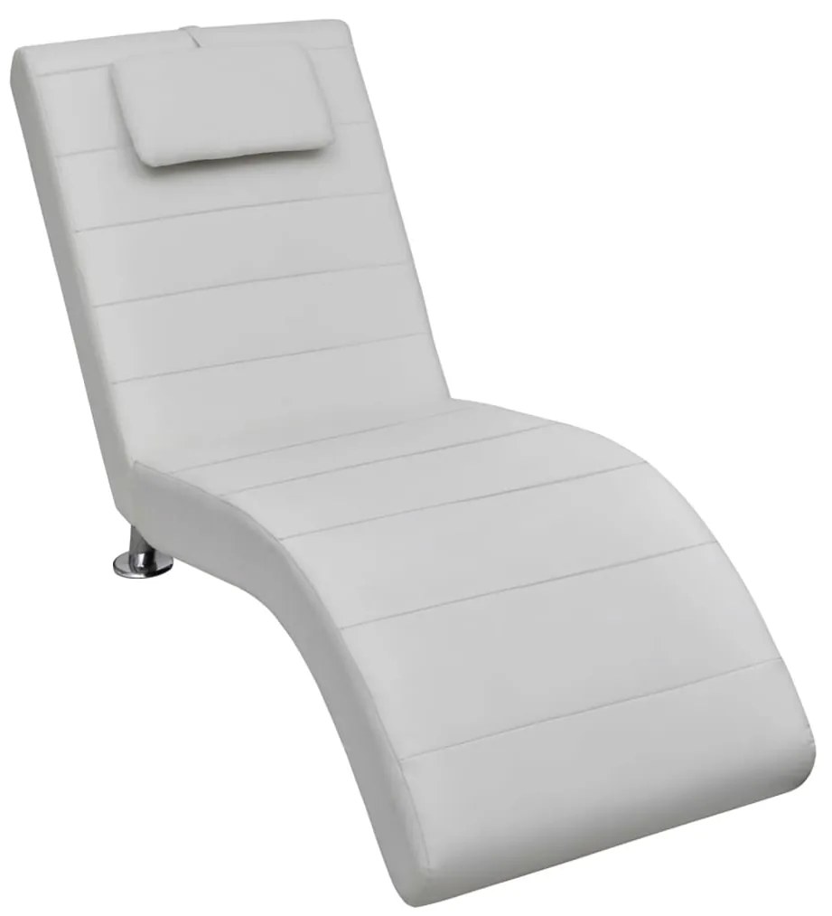 240710 vidaXL Șezlong cu pernă, alb, piele ecologică