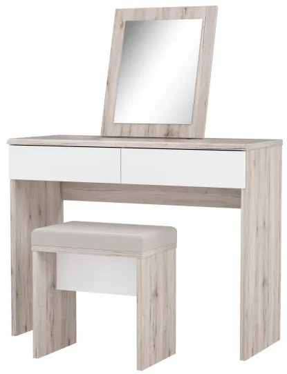 Set Masuta Toaleta Delice, Stejar Nisipiu Si Alb Lucios, 100.3 Cm