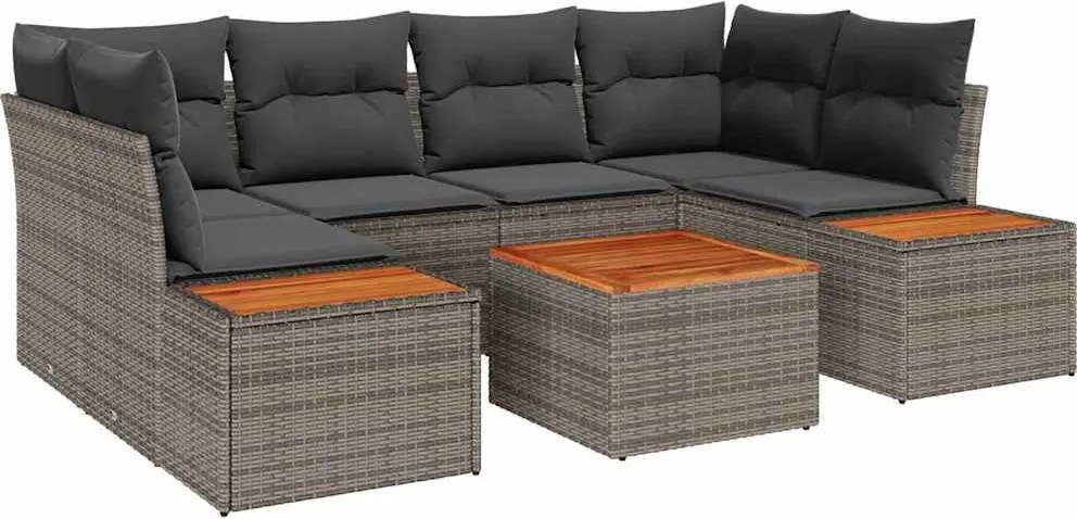 vidaXL Set de canapele pentru grădină cu pernă 6 pcs Gri Rattan poli