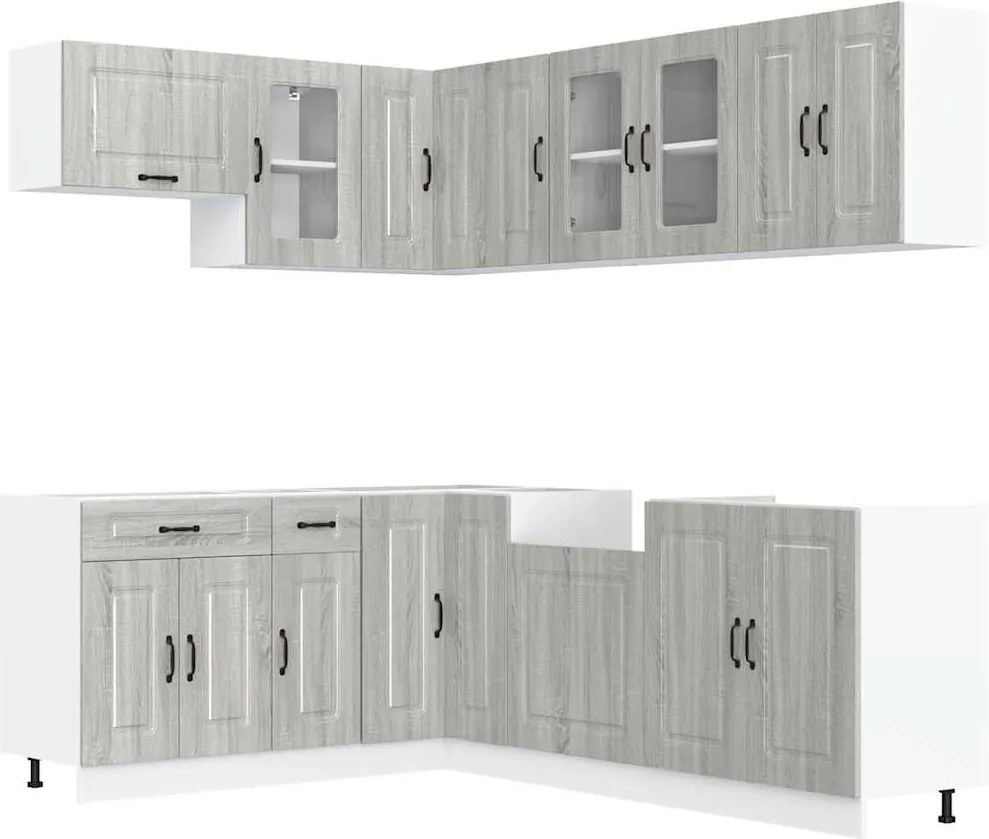 vidaXL Set de dulapuri de bucătărie 11 piese „Kalmar” lemn Sonoma gri