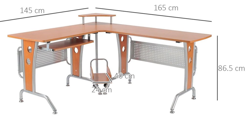 HOMCOM birou pe colt, cu suport pentru PC, 170x140x86,5 cm | AOSOM RO