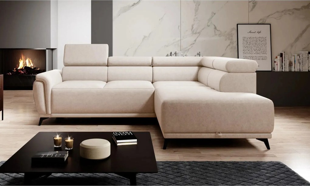 Coltar extensibil ATLANTA, sezlong dreapta, stofa clasica bej - Austin
