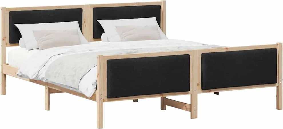 vidaXL Cadru de pat cu headboard Negru 180 x 200 cm țesătură