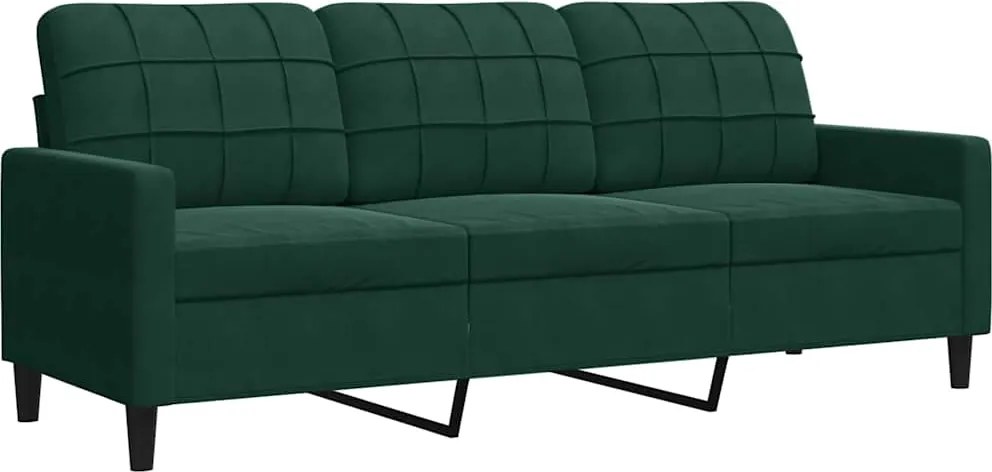 vidaXL Canapea cu 3 locuri, verde închis, 180 cm, catifea
