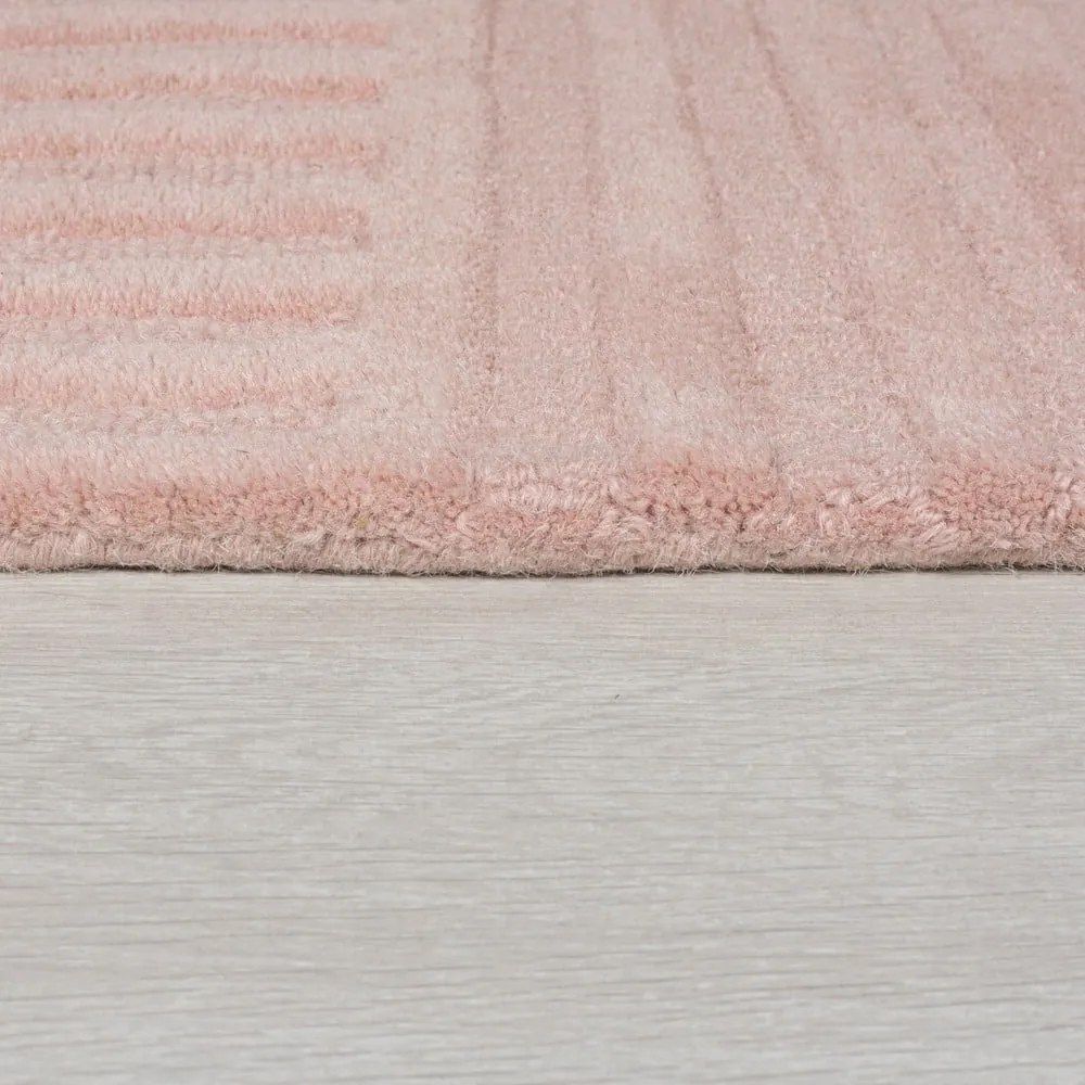 Covor din lână Flair Rugs Zen Garden 120 x 170 cm, roz