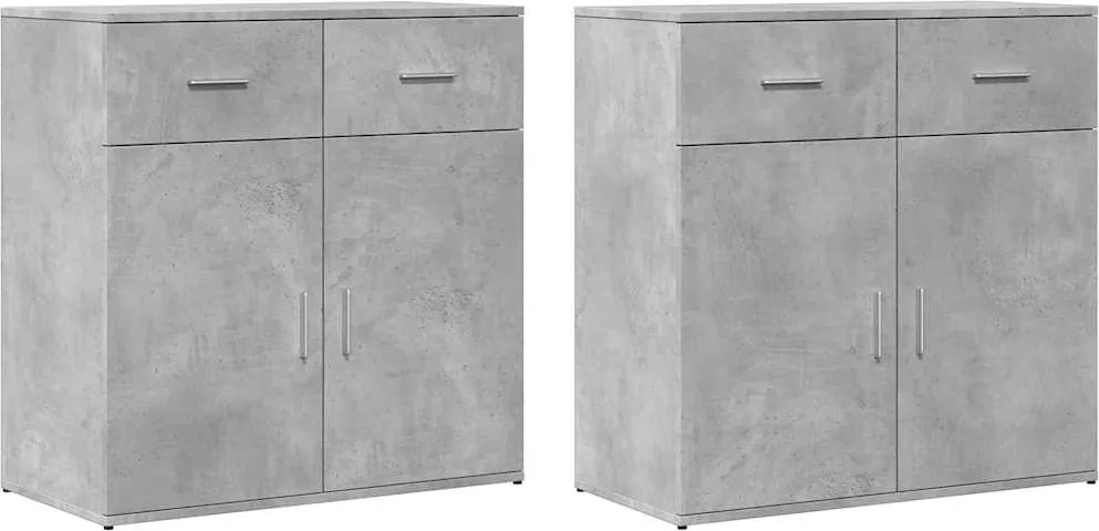 vidaXL Dulapuri, 2 buc., gri beton, 79x38x80 cm, lemn prelucrat