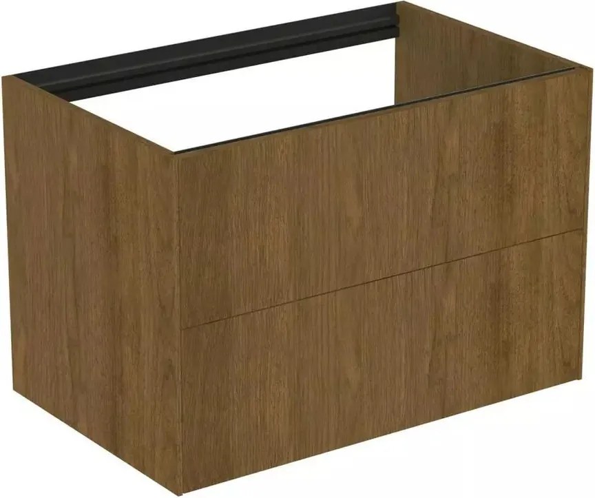Dulap baza suspendat Ideal Standard Atelier Conca finisaj nuc inchis 2 sertare 80 cm