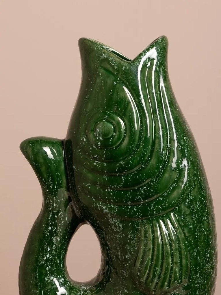 Vas decorativ din ceramică glazurată verde, "Fish"