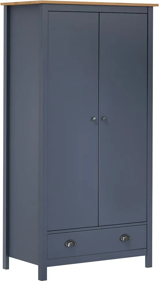 vidaXL Șifonier cu 2 uși Hill, gri, 89x50x170 cm, lemn masiv pin