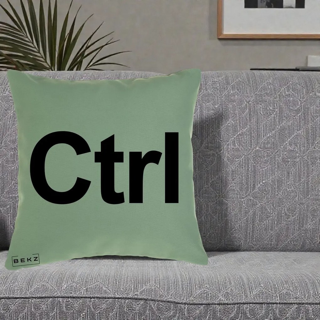 Perna Personalizata Tasta Ctrl Tipografie Bold, 40x40 cm, Verde, Husa Detasabila, Perna Inclusa, BEKZ®