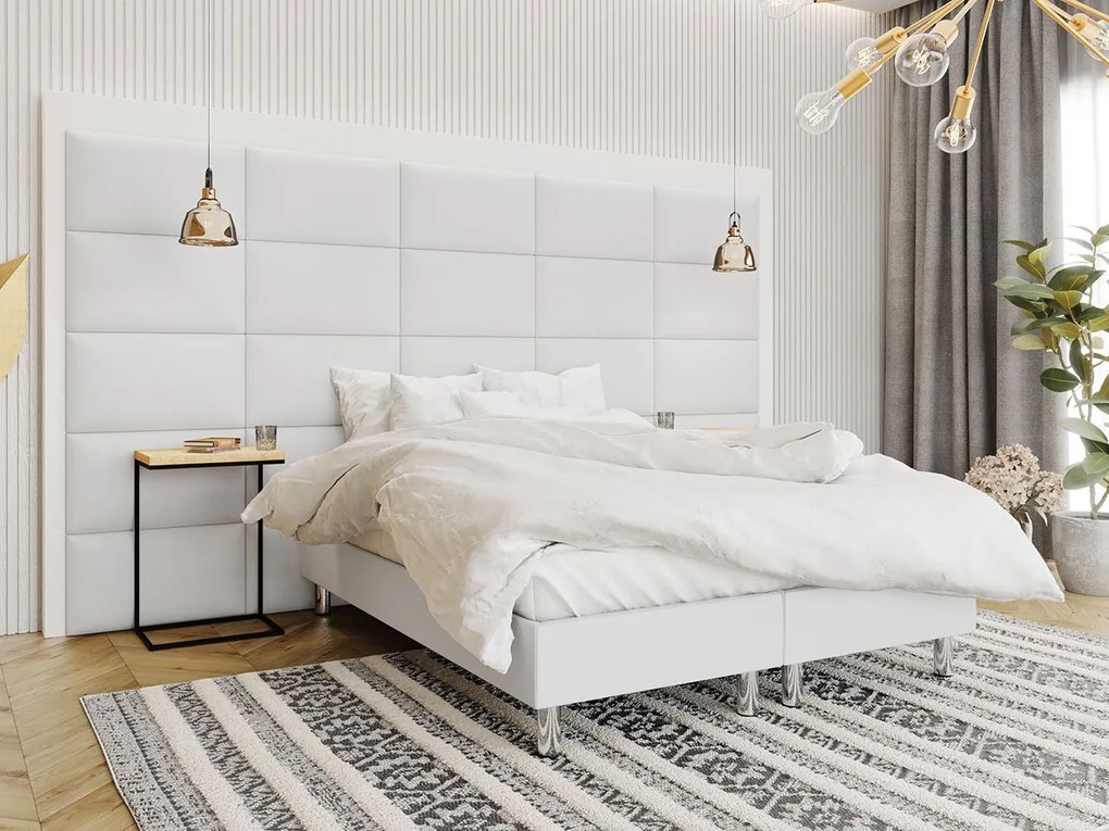 Panou de perete tapițat Pazara 70x40 (piele ecologică soft 017 (Alb). Promo -18%. 1054351