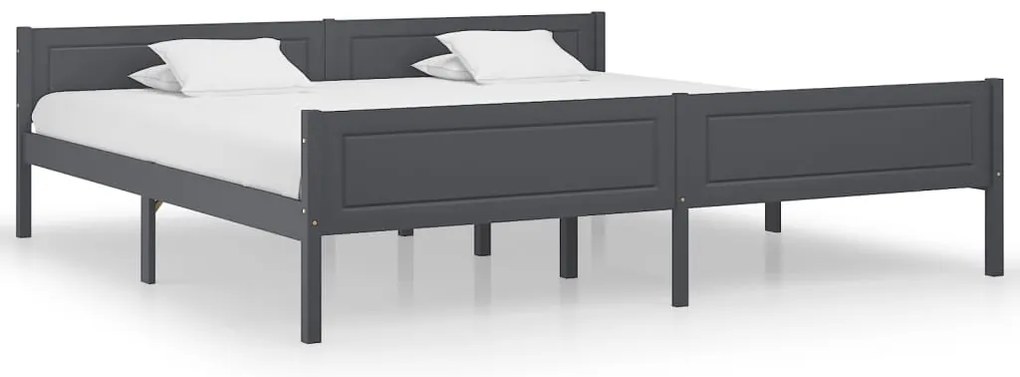 vidaXL Cadru de pat, 200x200 cm, gri, lemn masiv de pin