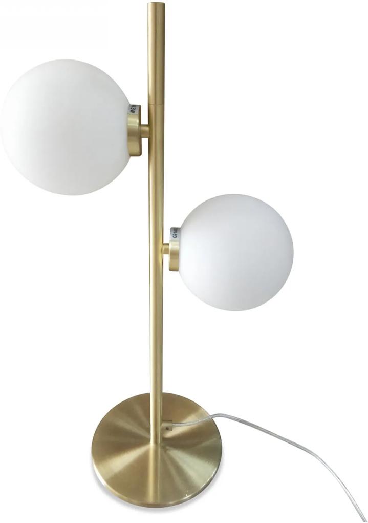 Lampa de Podea Edmond din Metal Auriu cu 2 Glorburi din Sticla Opjet Paris - Metal Auriu Diametru(12cm) x Inaltime(53cm)