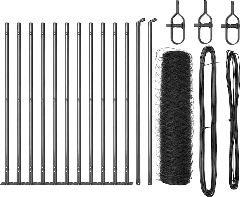 vidaXL Stâlp de gard. Gri 25 x 0,5 m (plasă de 50 mm) Oțel