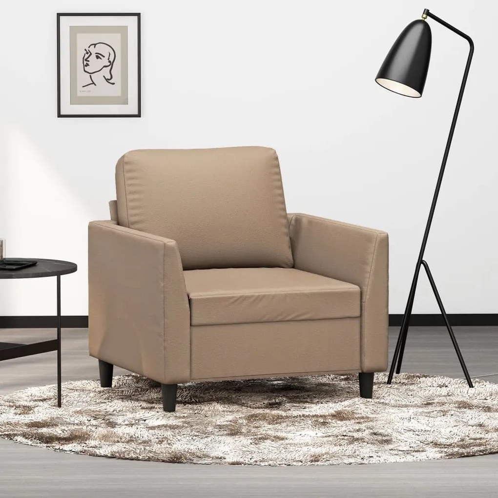348910 vidaXL Canapea de o persoană, cappuccino, 60 cm, piele ecologică