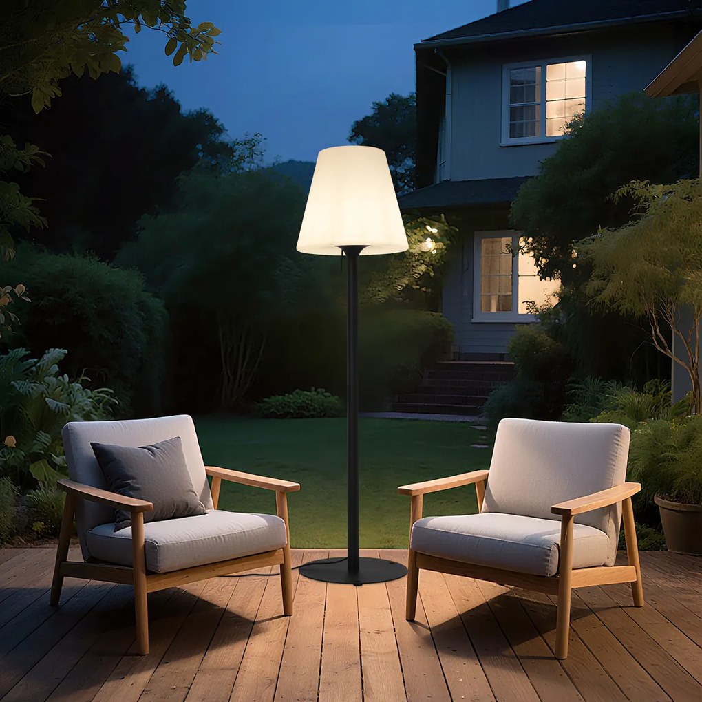 Lampă de podea modernă de exterior neagră cu abajur alb IP44 - Big Virginia