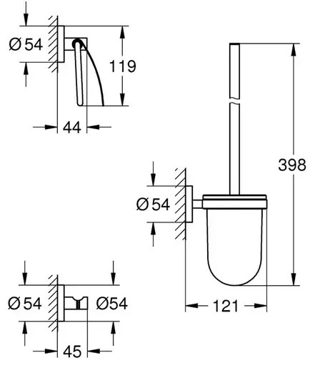 Set accesorii Grohe Essentials 3 in 1 crom lucios