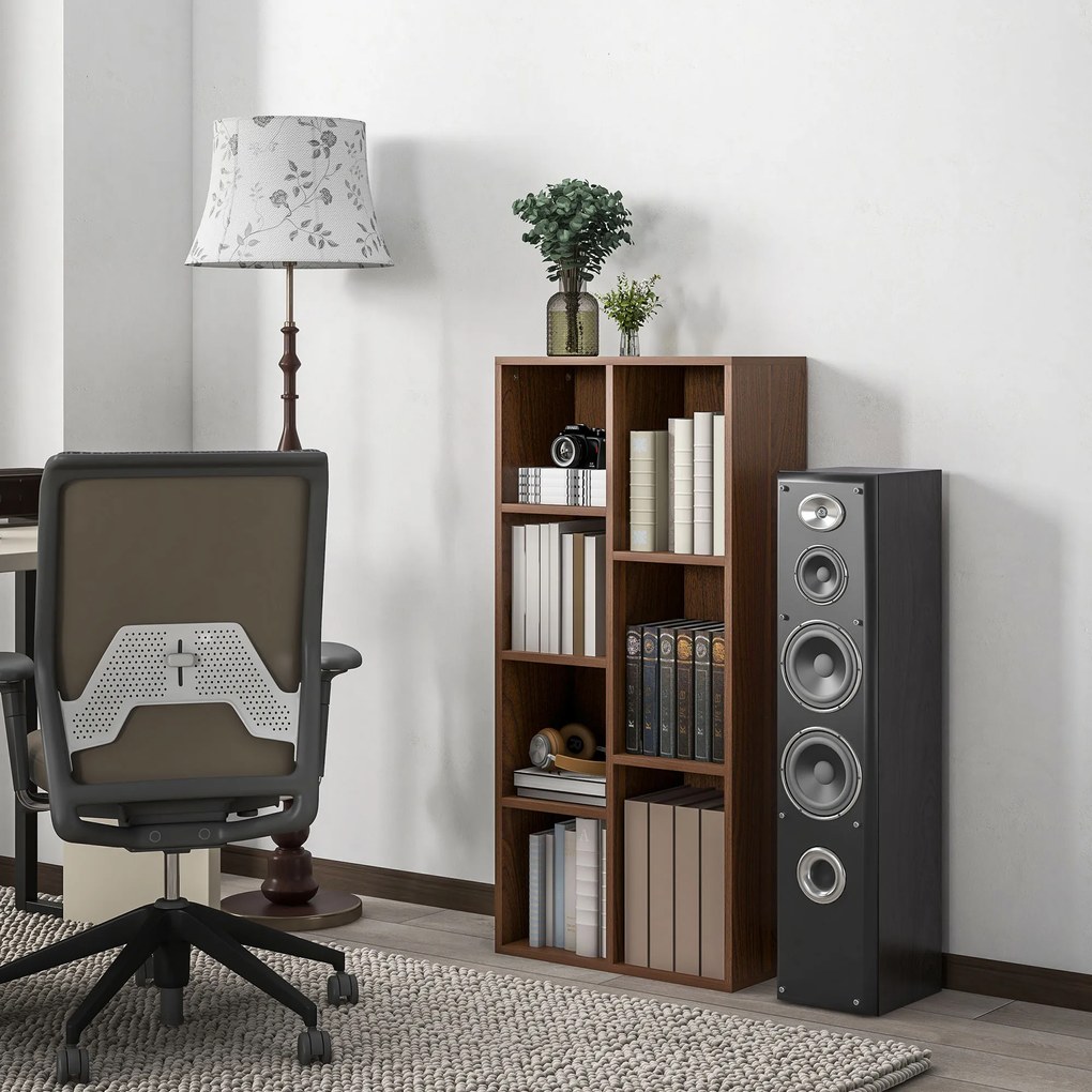 HOMCOM Bibliotecă cu 7 Suporturi Diferite, 50x24x106 cm, Maro Rustic | Aosom Romania