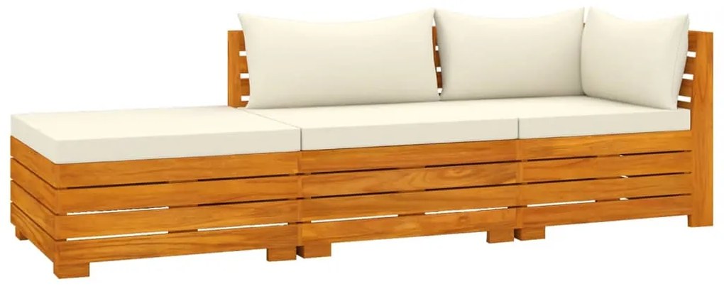 3087305 vidaXL Set mobilier de grădină cu perne, 3 piese, lemn masiv acacia