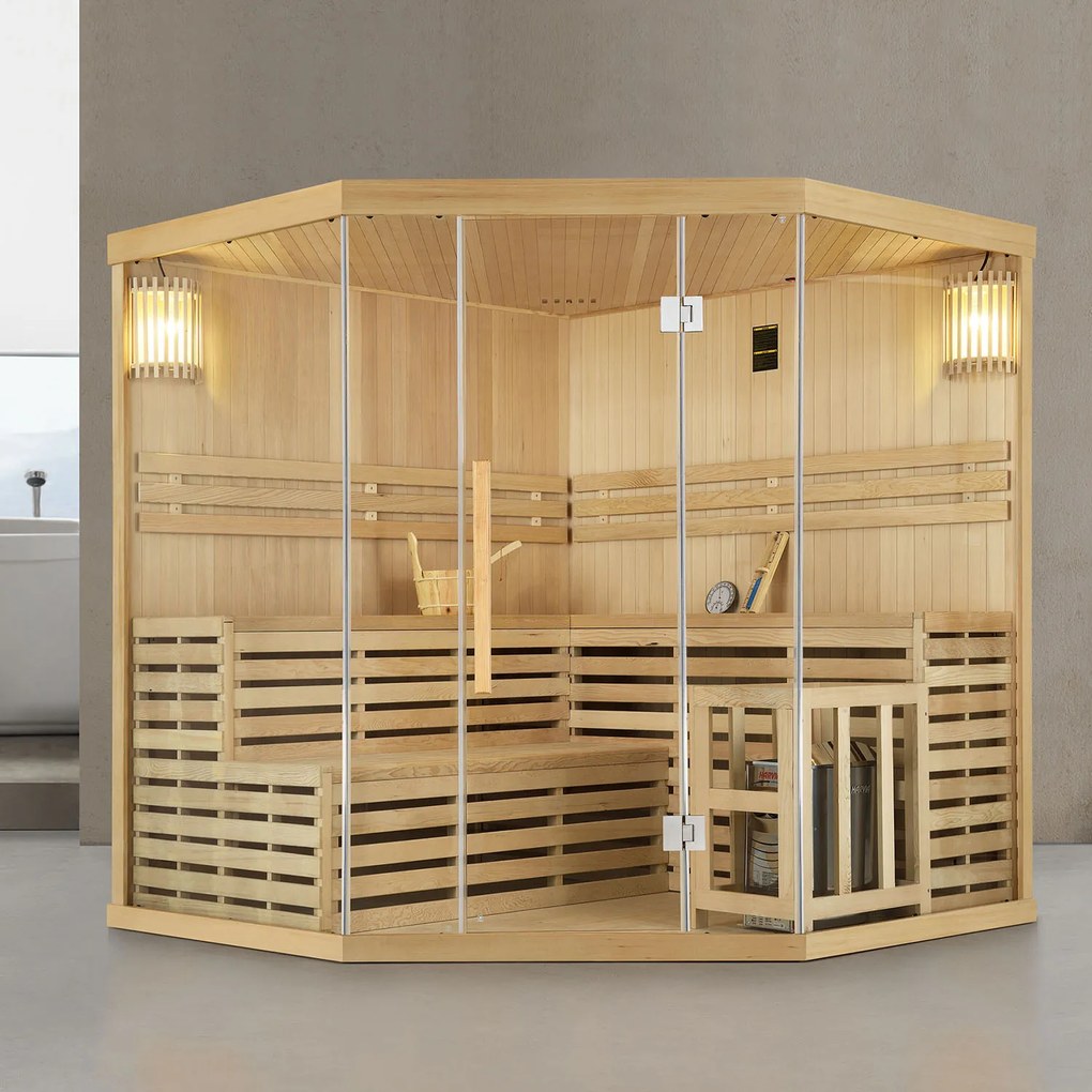 Tradičná saunová kabína / fínska sauna Espoo200 Premium - 200 x 200 cm 8 kW