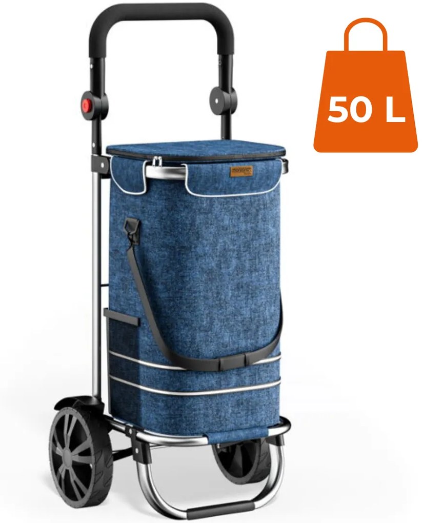 Monzana Geantă de cumpărături pe roți EASY, 50L, albastru