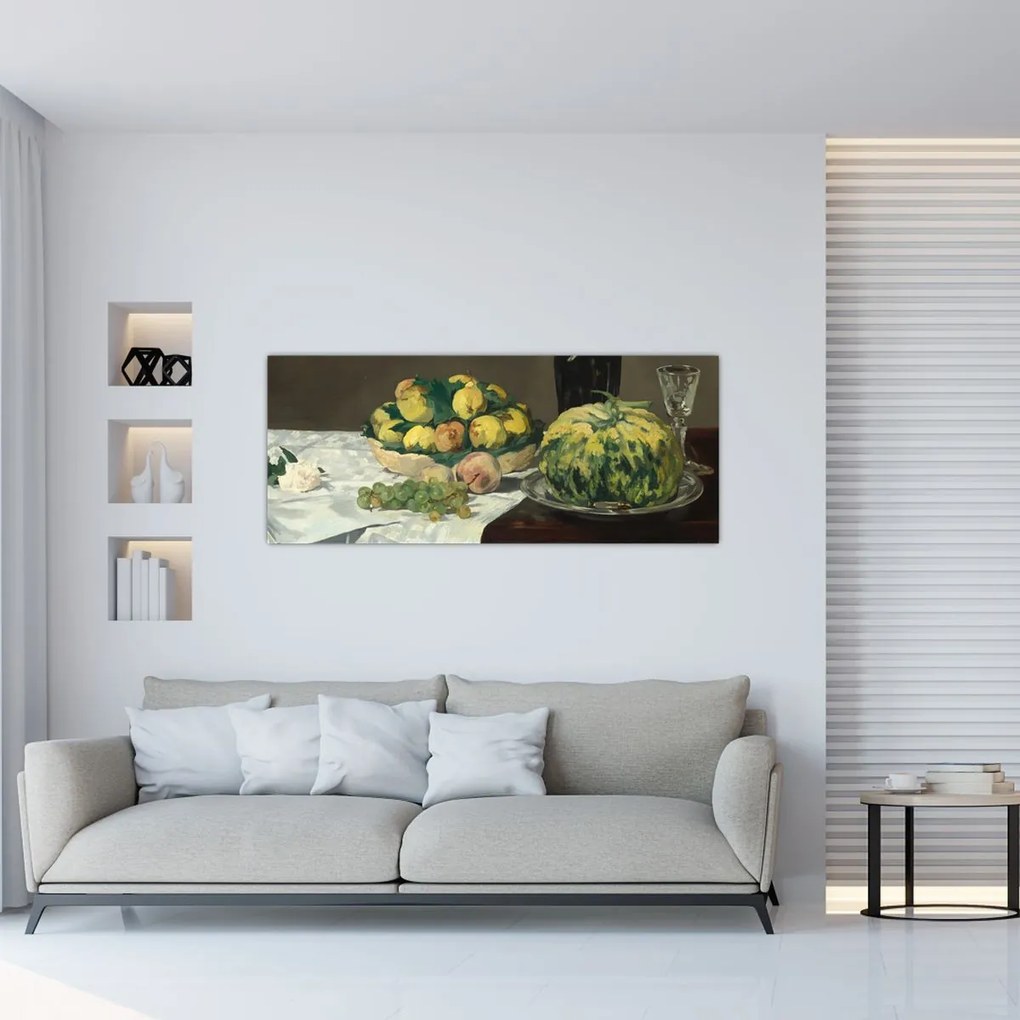 Tablou - Edouard Manet, Still Life with Melon and Peaches, reproducere (120x50 cm)