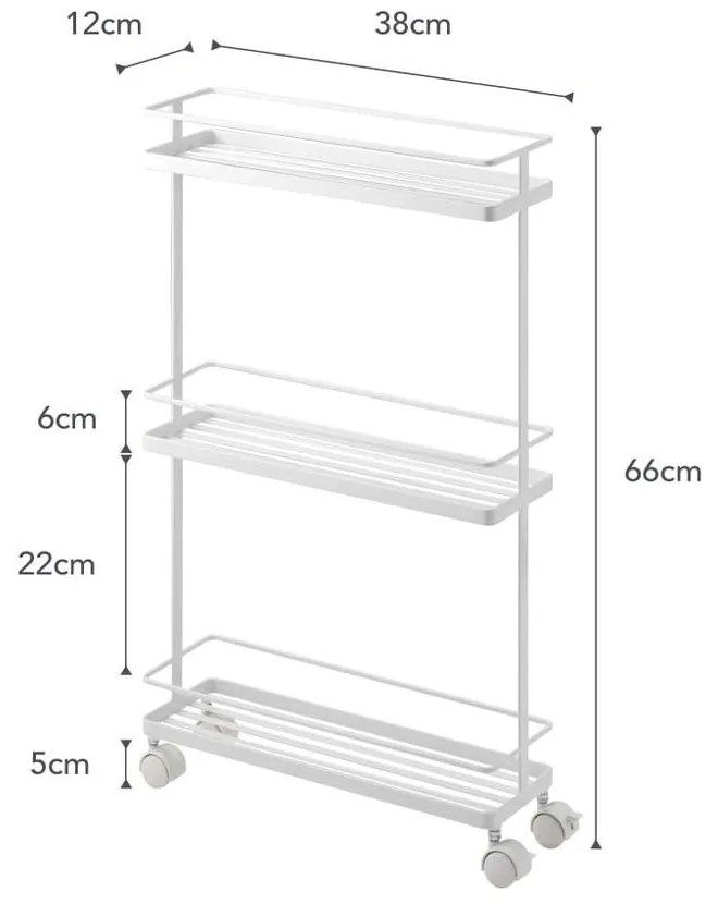 Etajeră pe roți albă din metal 38x66 cm Tower – YAMAZAKI