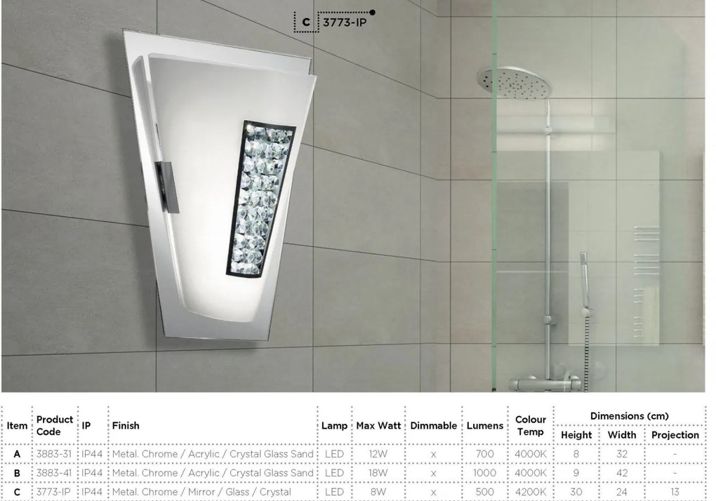 Aplica LED de perete / tavan pentru baie IP44 Flush 42cm 3883-41 SRT
