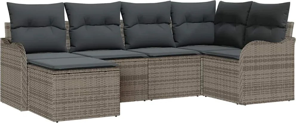 vidaXL Set de canapele pentru grădină cu pernă 6 pcs Gri Rattan poli