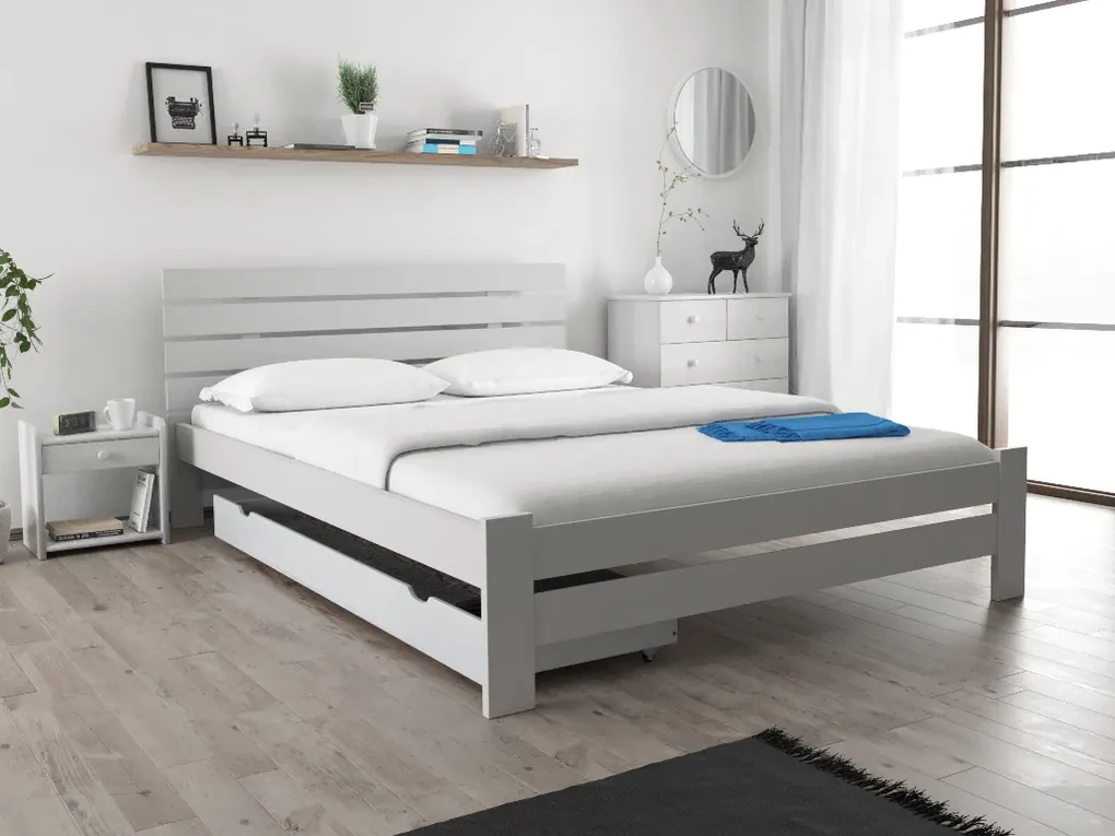 Pat inaltat PARIS 120 x 200 cm, alb Saltele: Cu saltele Coco Maxi 20 cm, Somiera pat: Cu lamele drepte