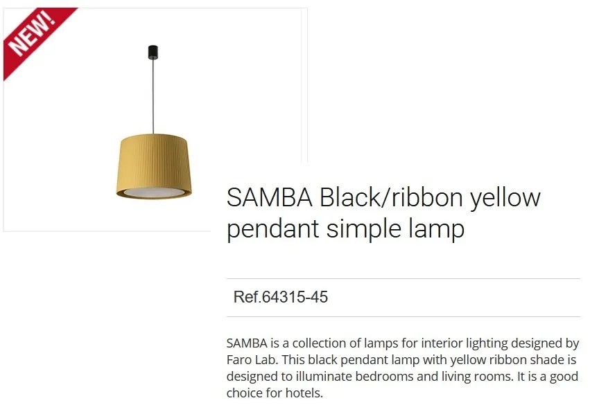 Lustra / Pendul modern design elegant SAMBA 40cm galben 64315-45