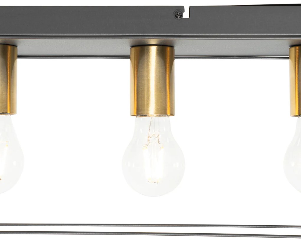 Plafoniera minimalistă neagră cu auriu cu 4 lumini - Kodi